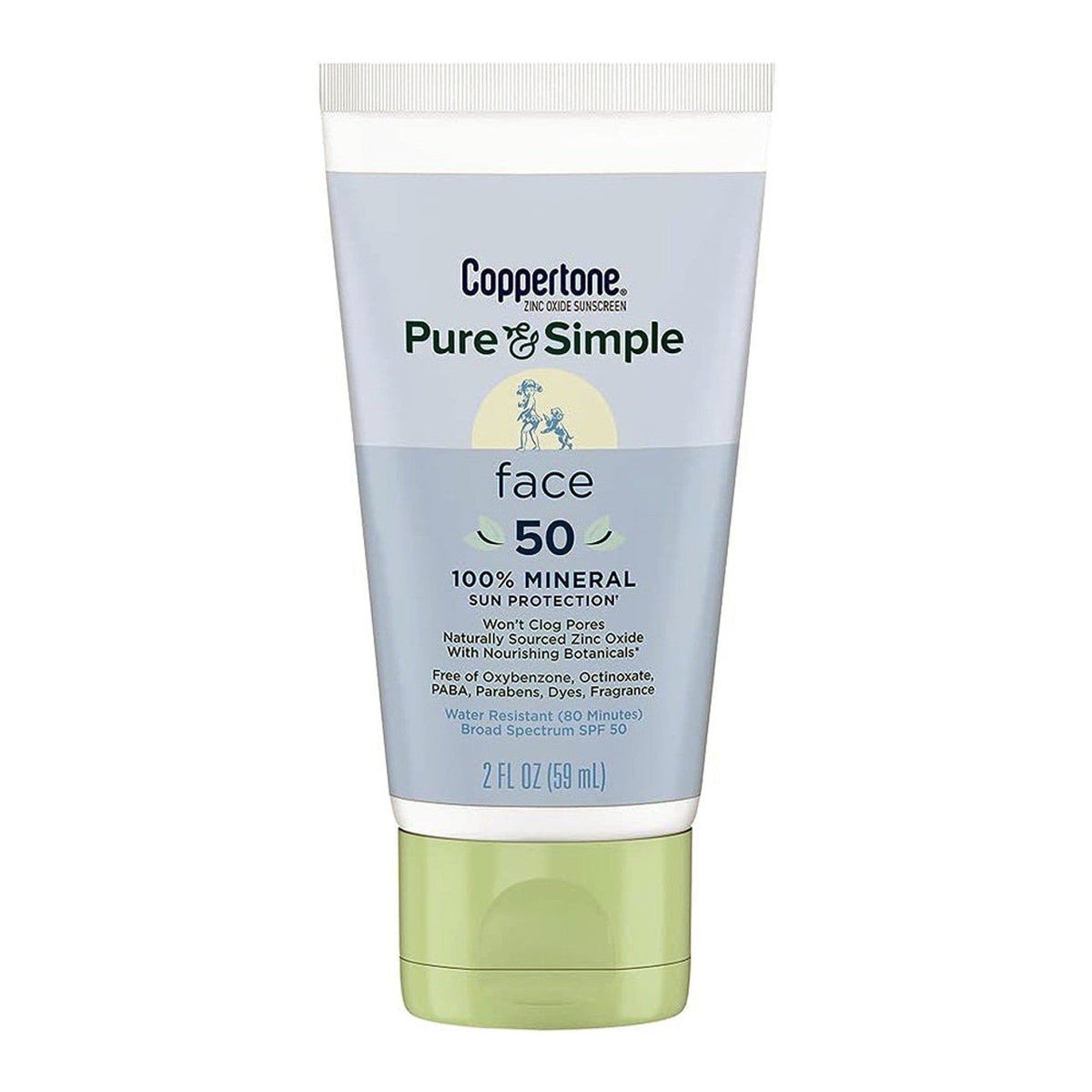 Coppertone Pure & Simple For Face SPF 50 Sunscreen Lotion, 2 Oz