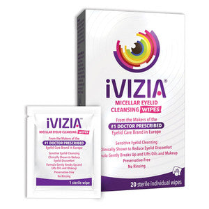 ivizia Eyelid Cleansing Wipes, Sterile & Preservative-Free – 20 Individually Wrapped Wipes