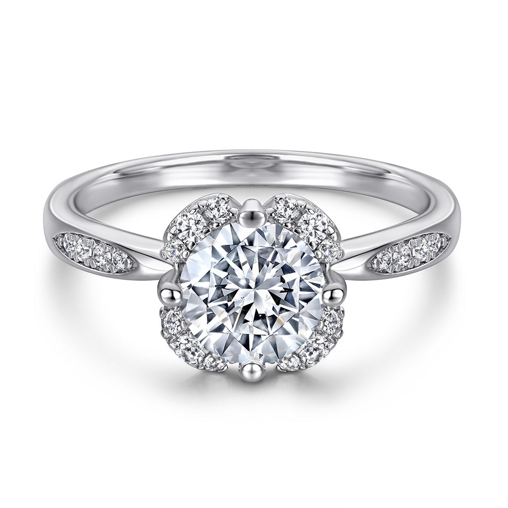Korean Version Of The Fashion Flower Yang Micro-inlaid Zircon Wedding Ring Engagement Jewelry