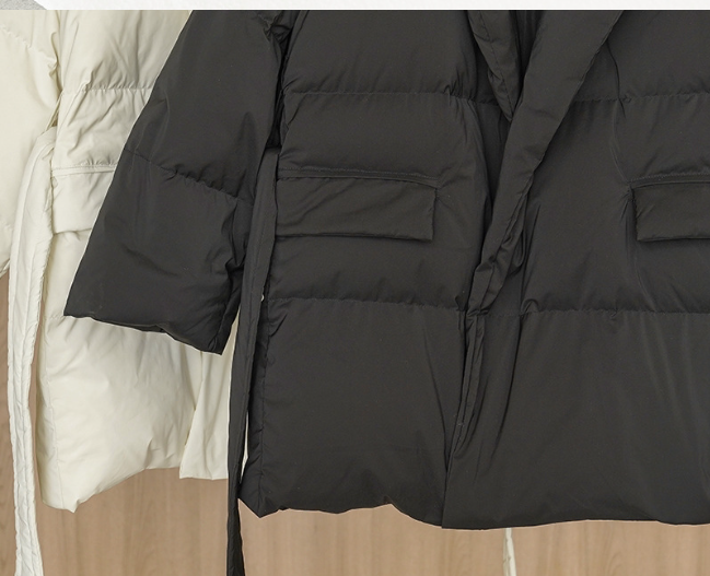 Mid-Length Loose Down Jacket with Suit Collar