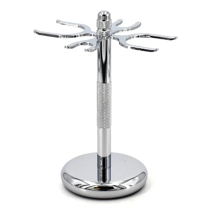 Stirling Soap Co. 4-Slot Chrome-Plated Razor & Brush Stand