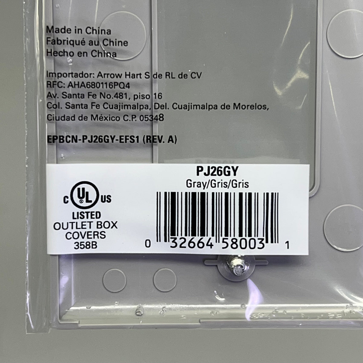 ZA@ EATON (5 PACK) Polycarbonate Single Gang GFCI Wall Plate Cutout Mid Size Grey PJ26GY