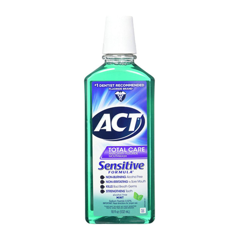 ACT Total Care Sensitive Formula Anticavity Fluoride Mouthwash, Mild Mint 18 Oz