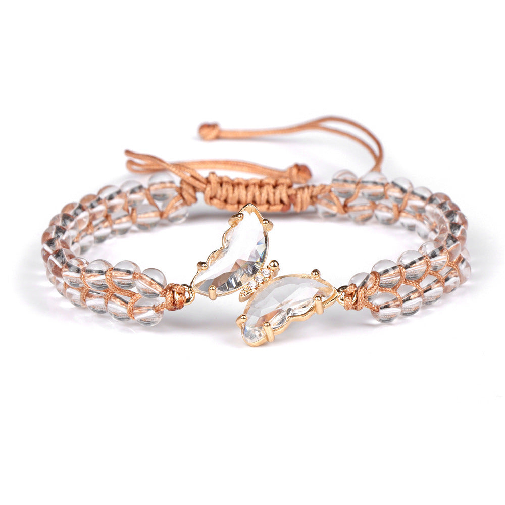 Light Luxury Butterfly Pendant Woven Bracelet