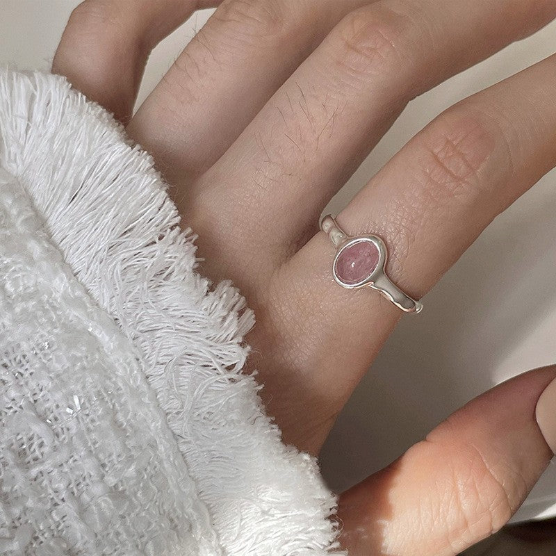 Dopamine love colored zircon diamond ring female niche index finger high-end fashion personality open ring