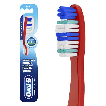 Oral-B Essential Clean Toothbrush Removes Plaque Soft 1 Count for Adults & C