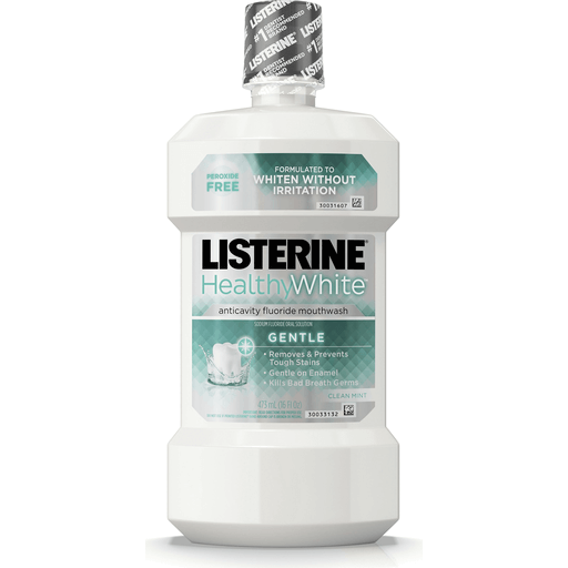 Listerine HEALTHY WHITE Anticavity Mouthwash, Gentle Clean Mint, 16 Fl. Oz