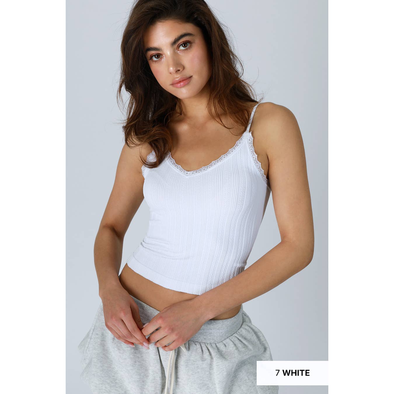 Lace Trim Cami White