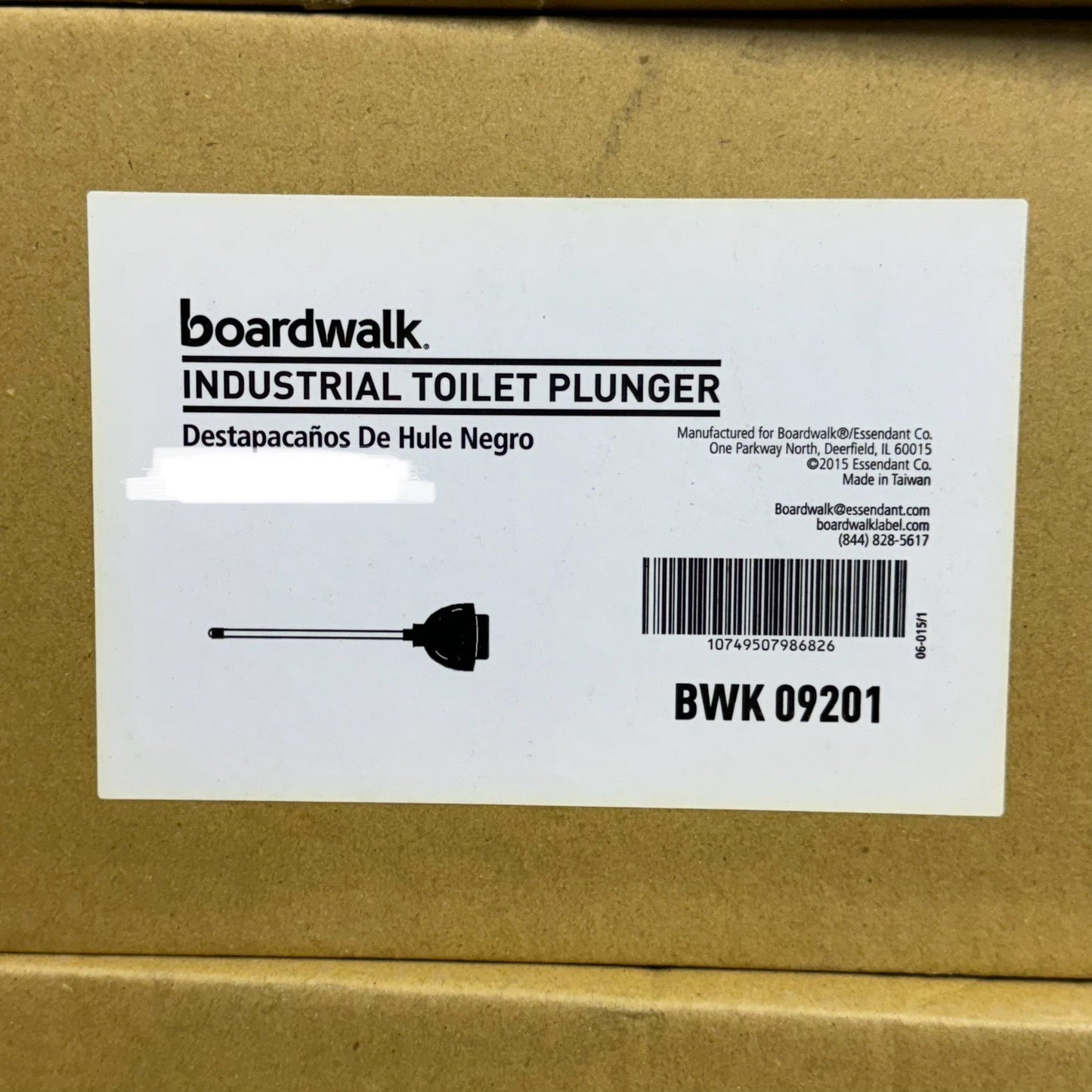 BOARDWALK Industrial (3 PACK) Toilet PlungerBoardwalk 18" Plastic Handle for 5-5/8" Bowls 09201