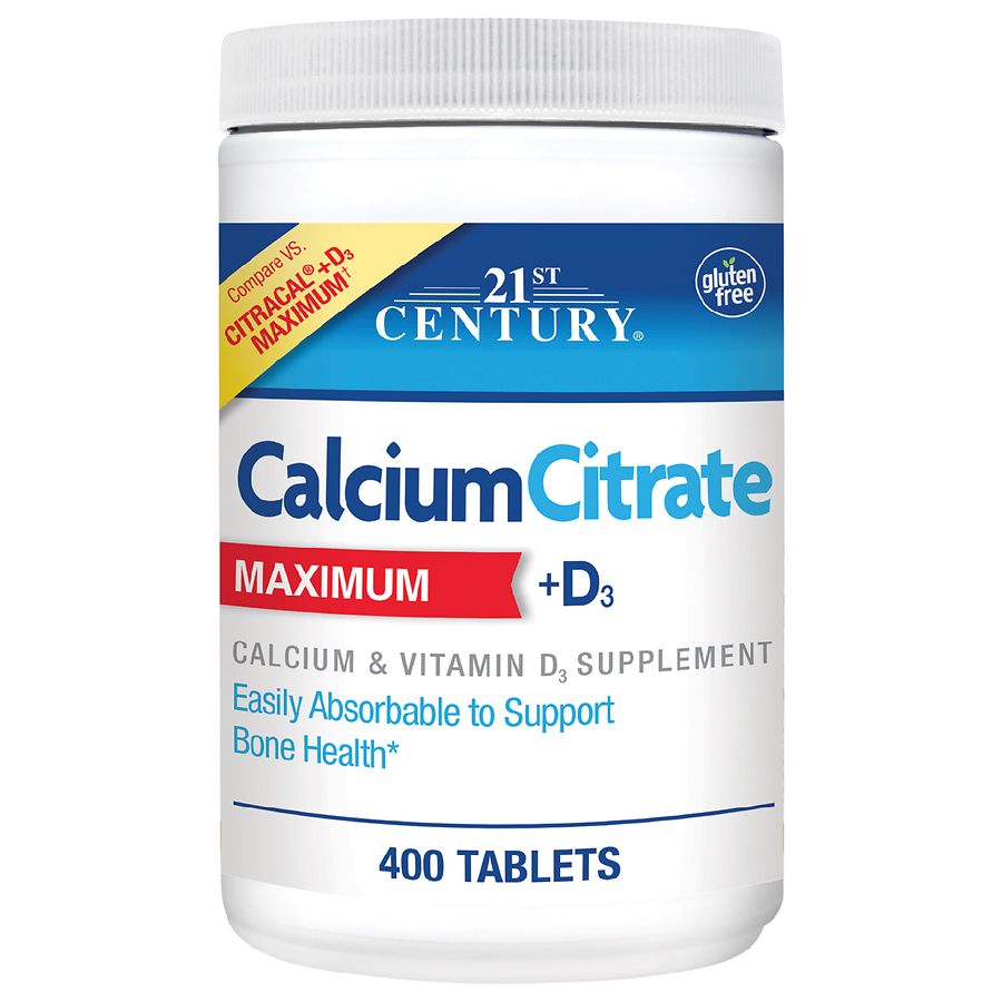 21st Century Calcium Citrate /Vitamin D3 315 Mg-250U Tablets 400Ct