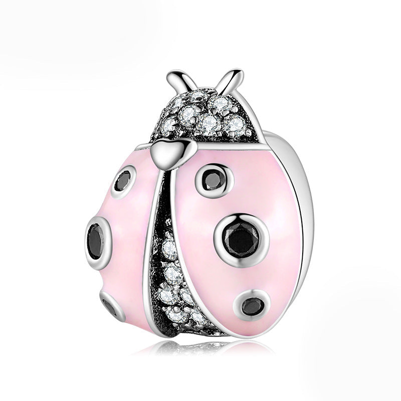 S925 Sterling Silver Beads Cute Insect Series Jewelry Plug Spacer Beads DIY Accessories Beads Enamel Color Silver Jewelry