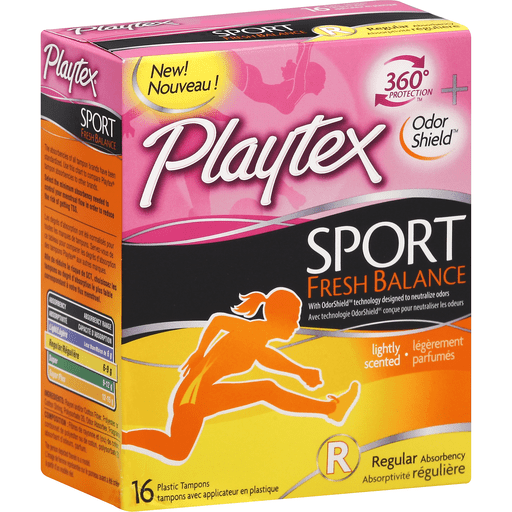 Playtex Sport Fresh Balance Tampons, Plastic, Regular Absorbency, Lightly Scented