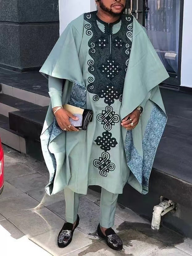 African Ethnic Print Casual Men's Three-piece Suit