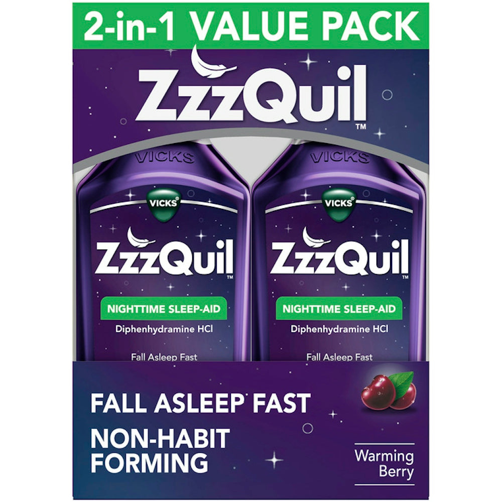 ZzzQuil ZzzQuil Nighttime Warming Berry Sleep- Aid 2-12 Fl Oz Bottles