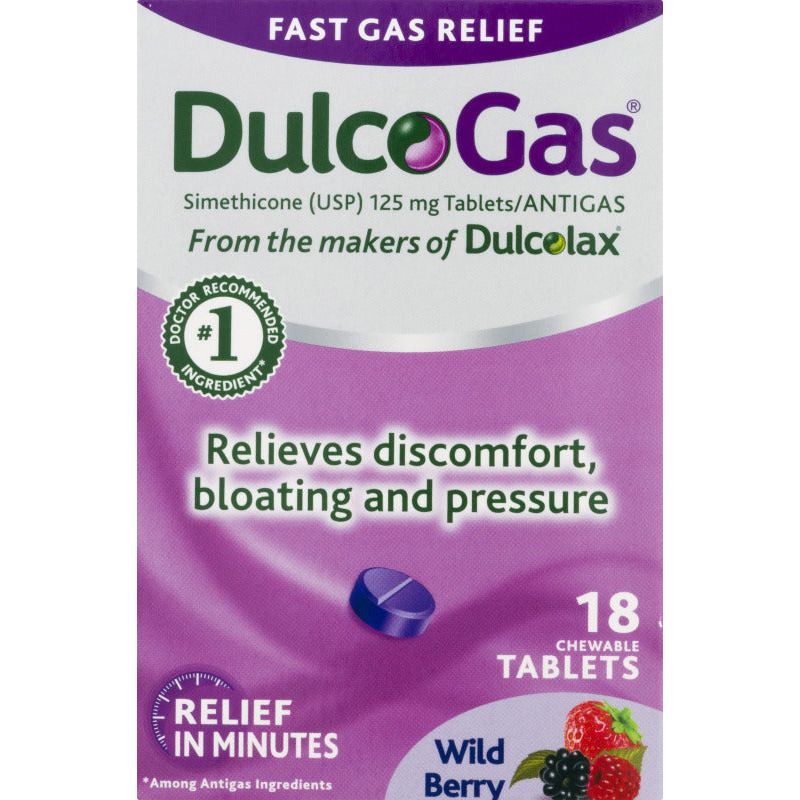 DulcoGas Antigas, 125 Mg, Chewable Tablets, Wild Berry
