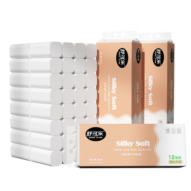 Wood Pulp Coreless 12 Rolls Household Sanitary Roll Paper
