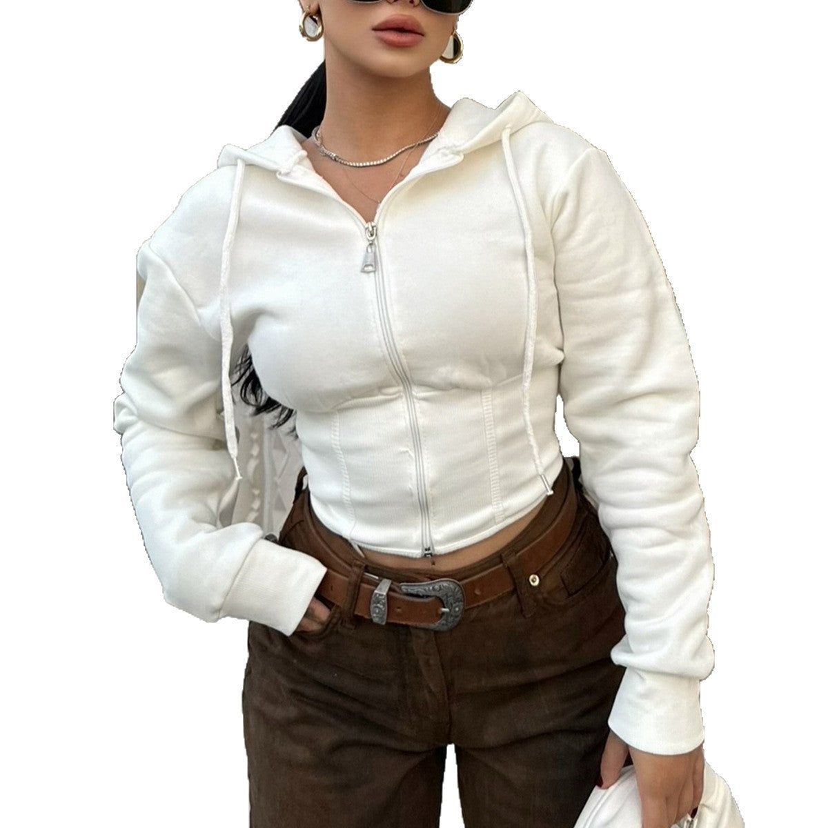 Temperament Slimming Crop Hoodie Sweatshirt For Women