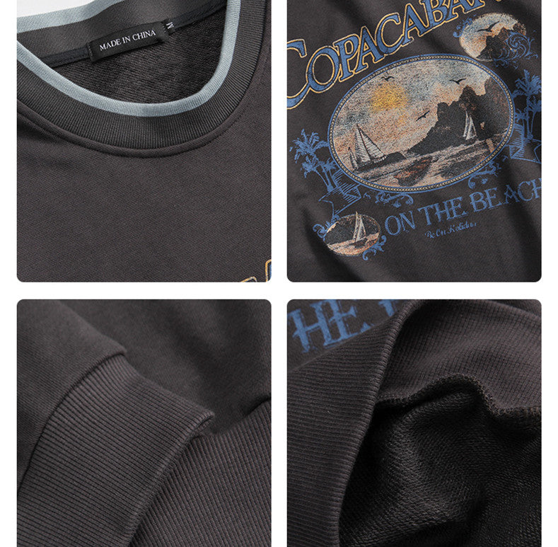 Japanese Retro Niche Design Round Neck Sweater Couple Wear