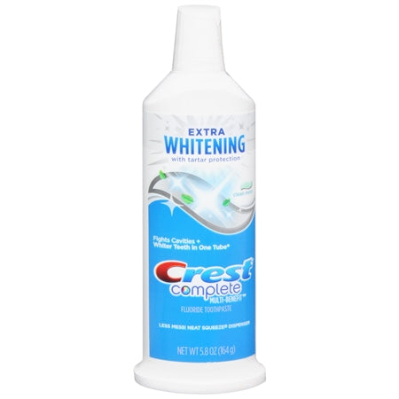 Crest Complete Multi-Benefit Toothpaste, Fluoride, Extra Whitening With Tartar Protection, Clean Mint