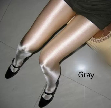 Seamless Crotchless Oil-soaked Stockings Glossy Aurora-like Seamless Apple-shaped Buttock Stockings