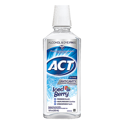 ACT Mouthwash, Anticavity Fluoride, Iced Berry 18 Oz