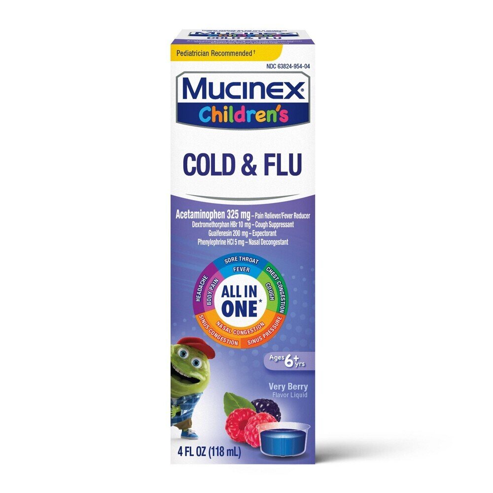 Mucinex childrens Cold & Flu Liquid Very Berry 4 Oz