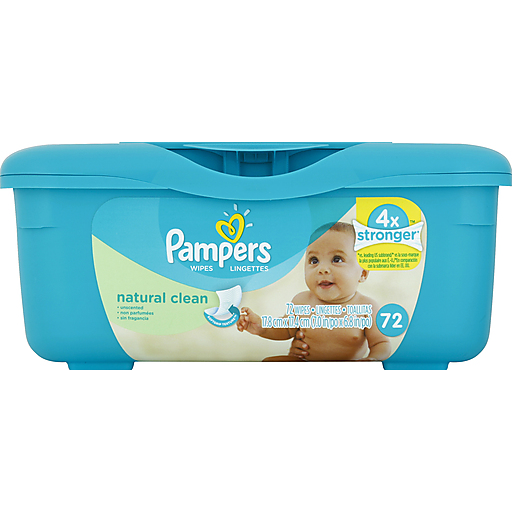 Pampers Natural Clean Wipes 72 Ct Tub