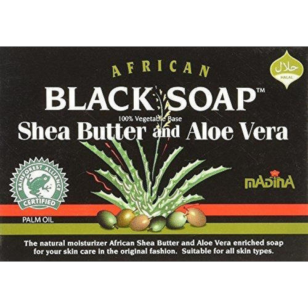 Madina African Black Soap Shea Butter And Aloe Vera 3.5 Oz