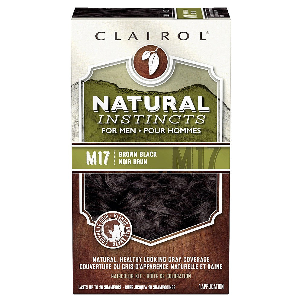 Clairol Natural Instincts Semi-Permanent Hair Dye For Men, M17 Brown Black Ha