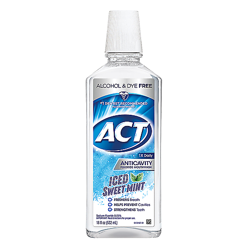 ACT Mouthwash, Anticavity Fluoride, Iced Sweet Mint 18 Oz