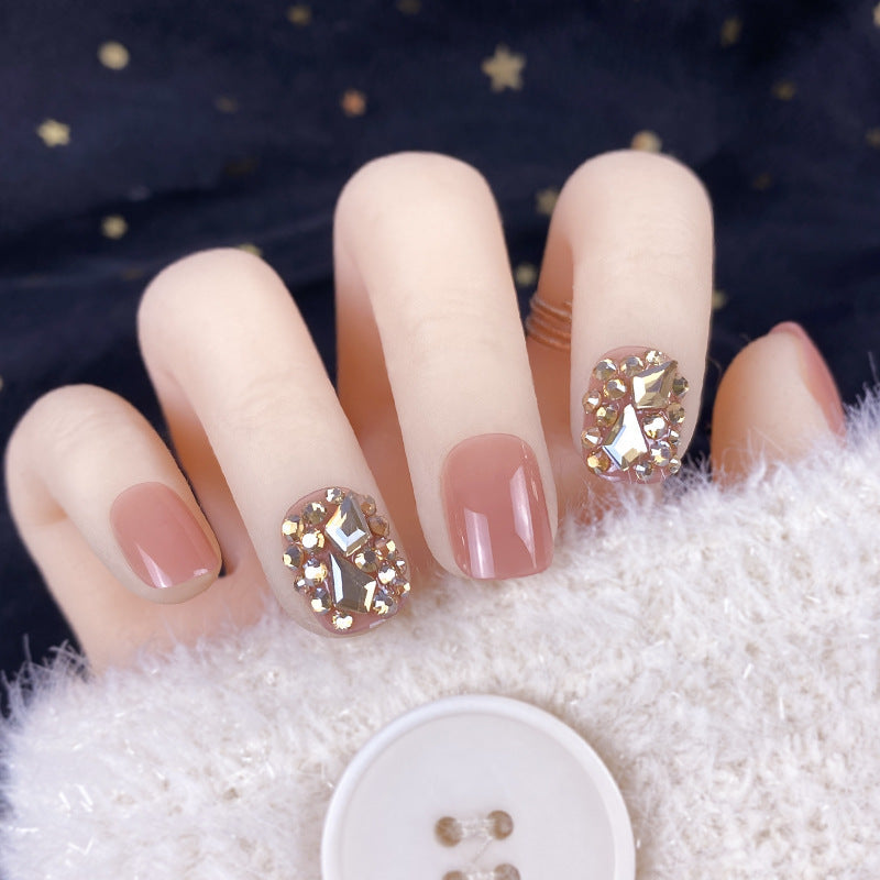 Champagne Gold Diamond Fake Nails