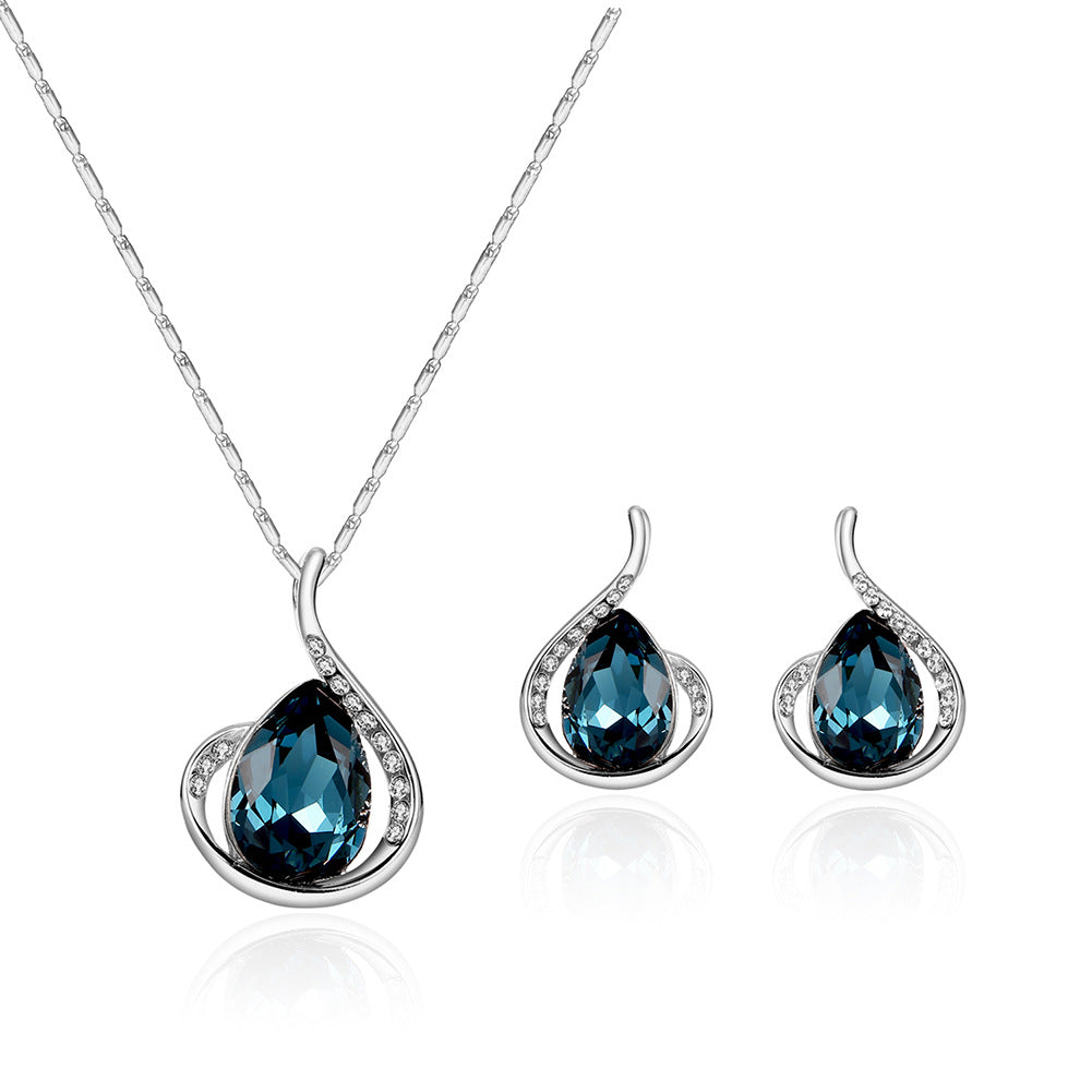 Bride Gemstone Necklace Set Wedding Banquet Jewelry
