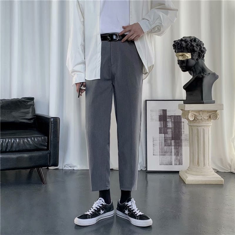 Mens Casual Loose-fitting Versatile Straight-leg Pants