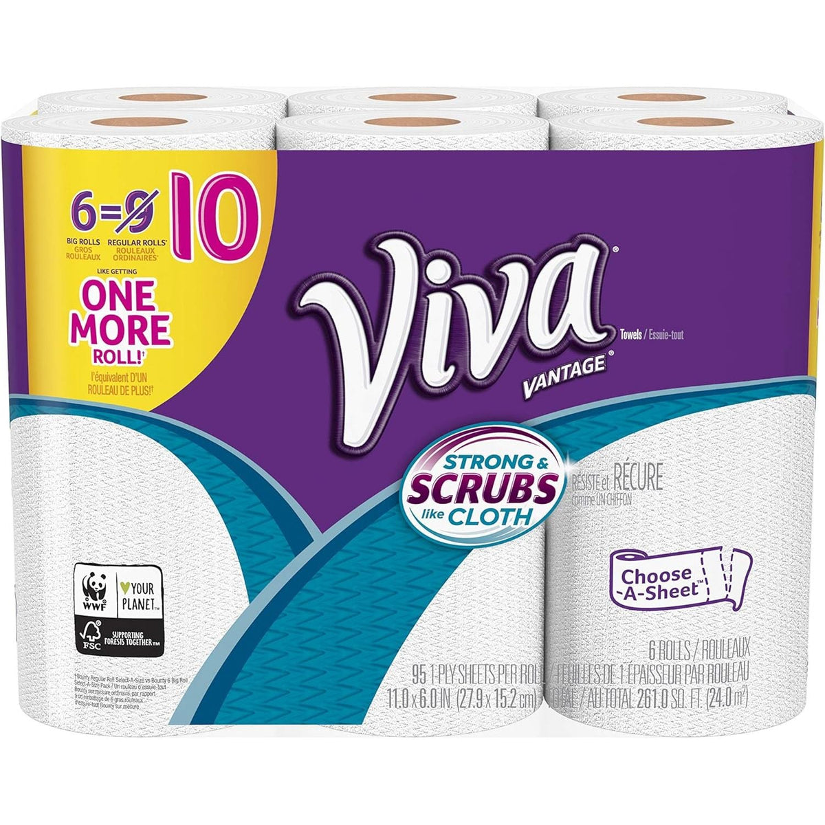 Viva Vantage Choose-A-Sheet Paper Towels, White, Big Roll, 6 Count