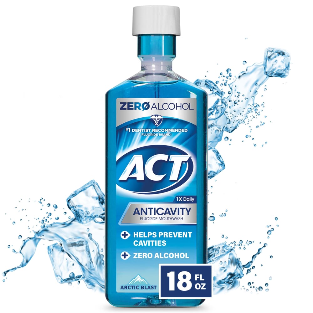 Act Zero Alcohol Arctic Blast Anticavity Fluoride Mouthwash, 18 Fl Oz