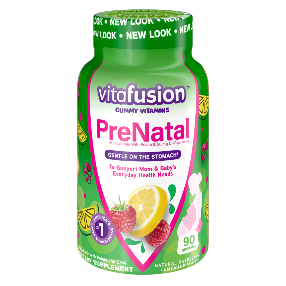 Vitafusion Prenatal Gummy Vitamins, DHA & Folic Acid Support for Baby and Mom, Fruit Flavors, 90 Count