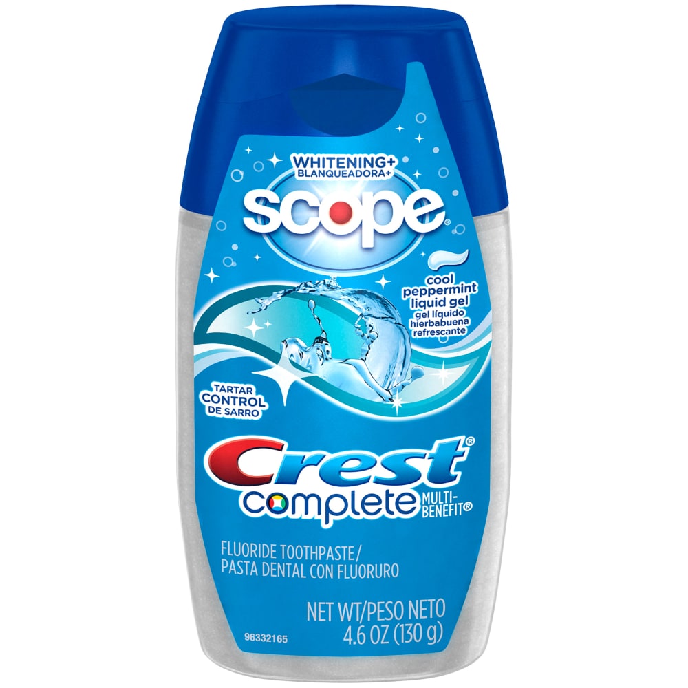 Crest Complete Multi-Benefit Whitening + Scope Cool Peppermint Flavor Liquid Gel Toothpaste 4.6 Oz