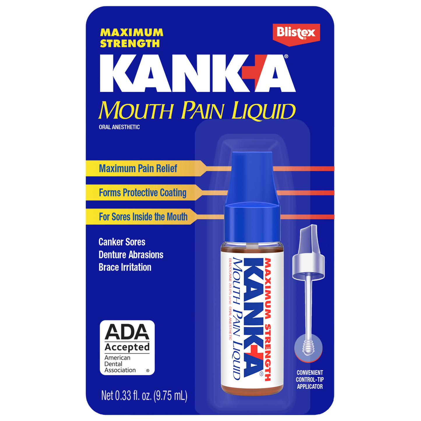 Kank-A® 20% Maximum Strength Mouth Pain Liquid with Applicator, 0.33 oz