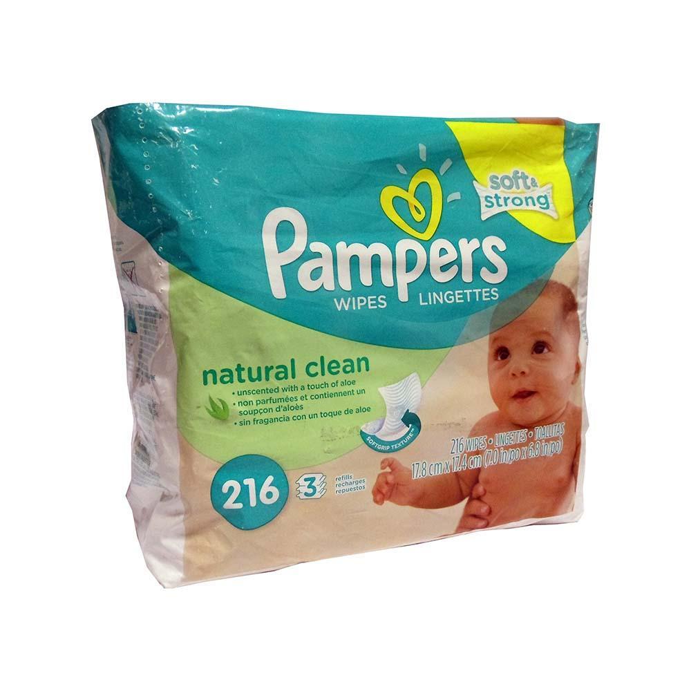 Pampers Natural Clean Wipes 3-72 Ct Packs