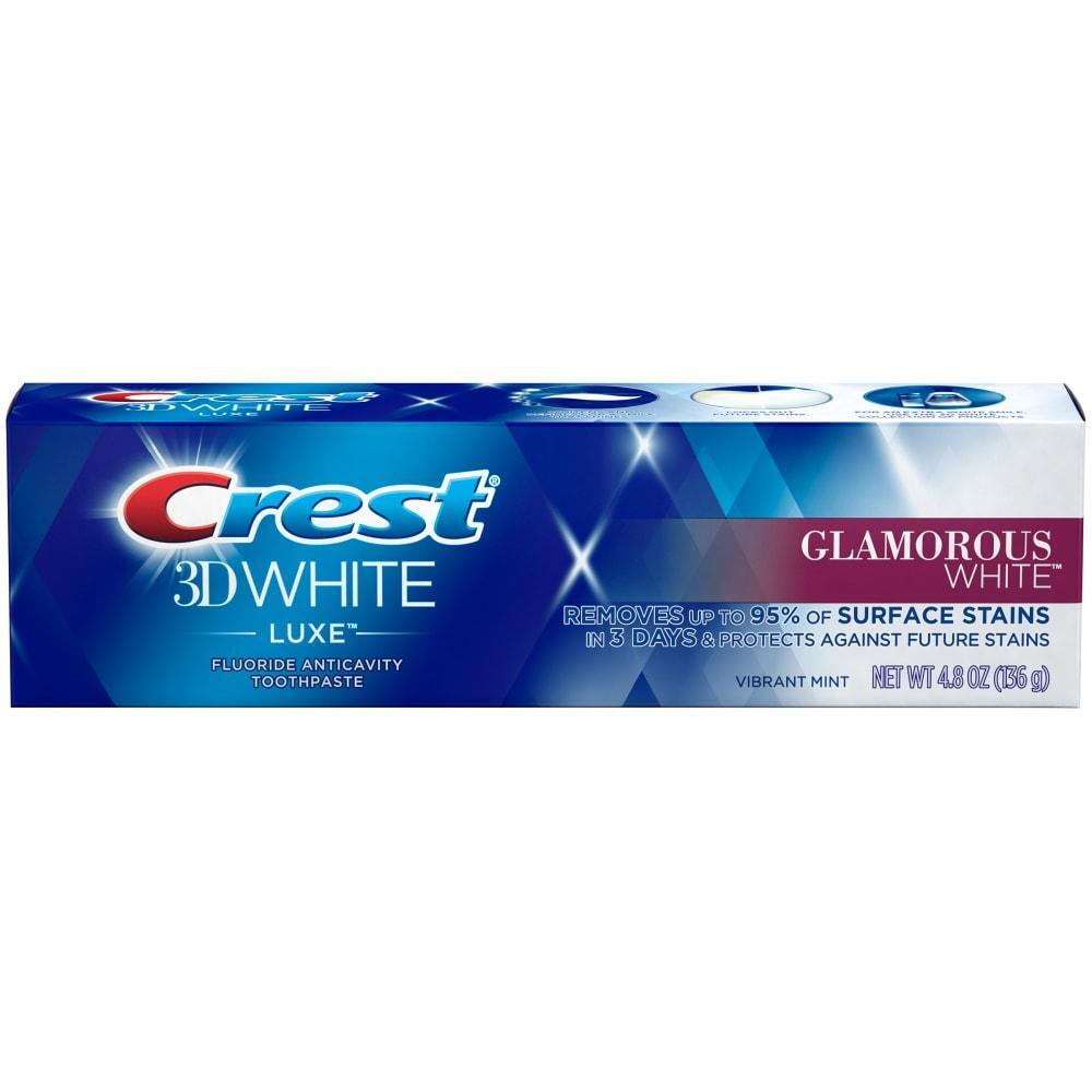 Crest 3D White Luxe Toothpaste, Fluoride Anticavity, Glamorous White, Vibrant Mint