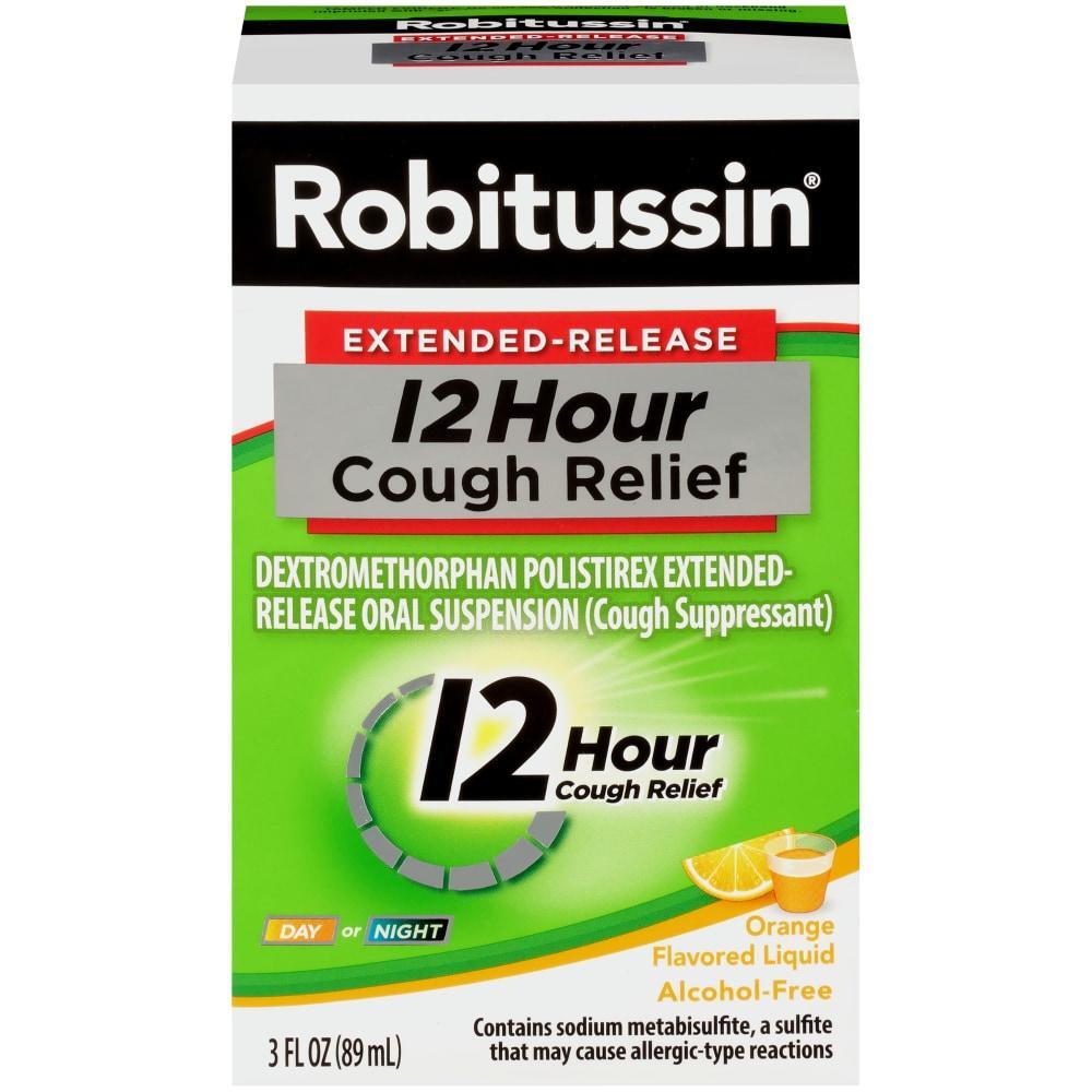 Robitussin Extended Release Orange Flavored Liquid 12 Hour Cough Relief 3 Oz