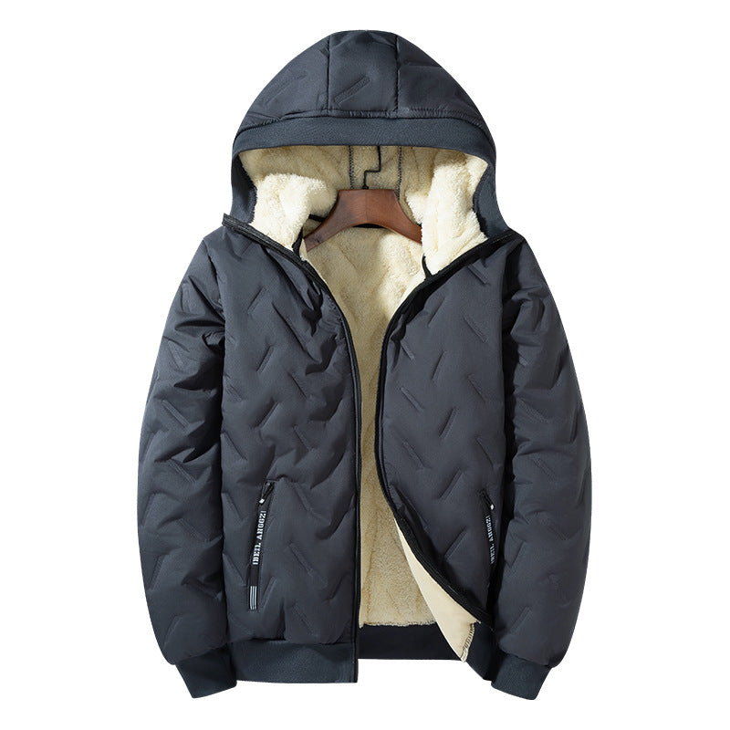 Men's Winter Ultrasonic Lambswool Cotton Padded Jacket For Warmth