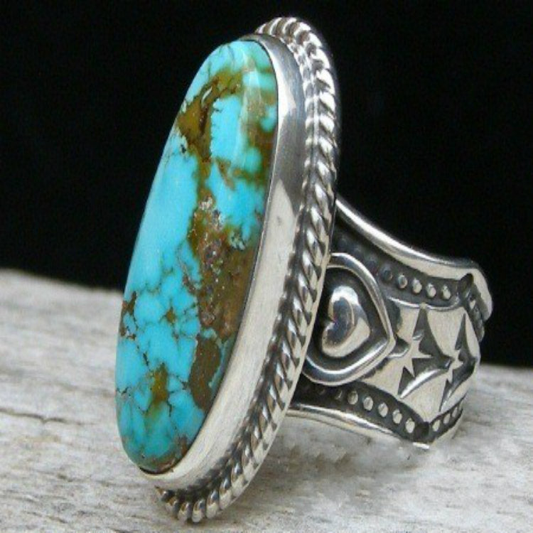 Ladies New Vintage Green Turquoise Ring