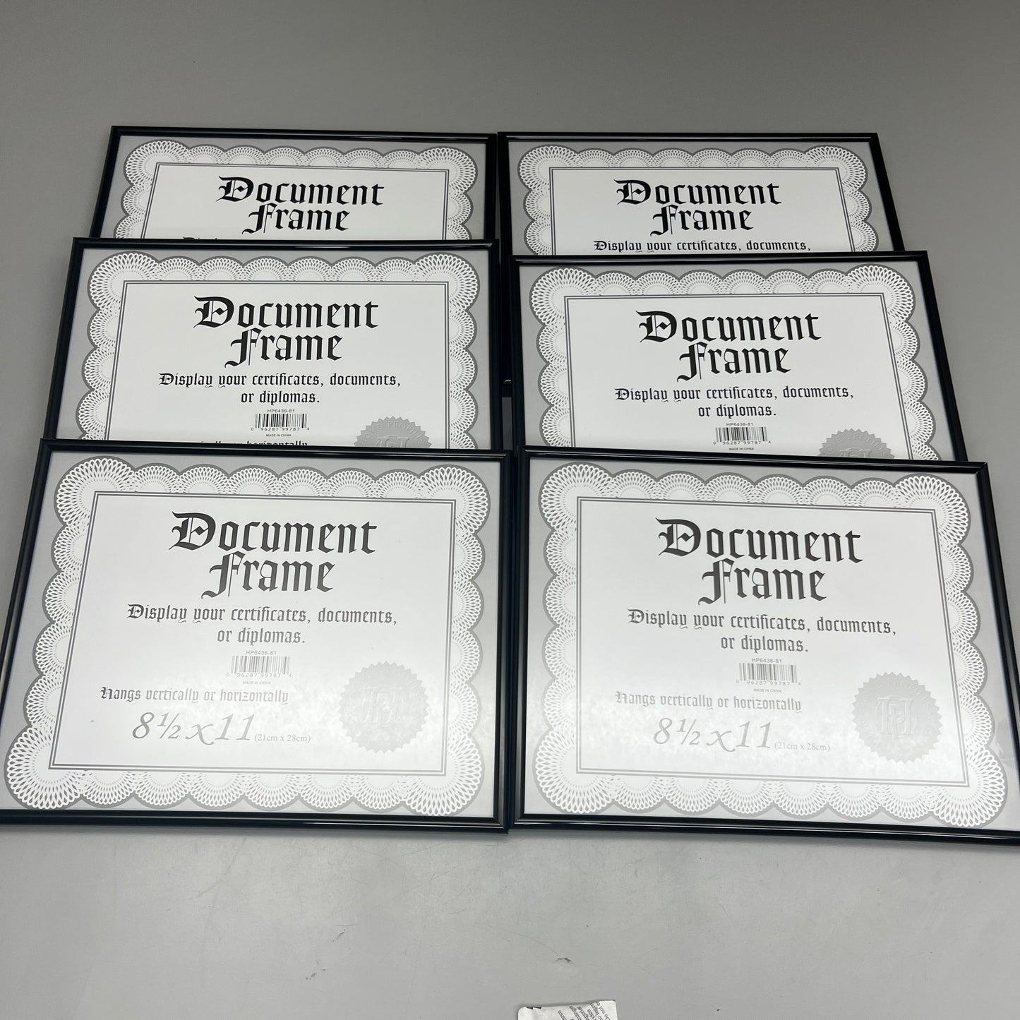MALDEN INTERNATIONAL DESIGNS (6 PACK) 8½ x 11 Document Frames Black HP6436-81