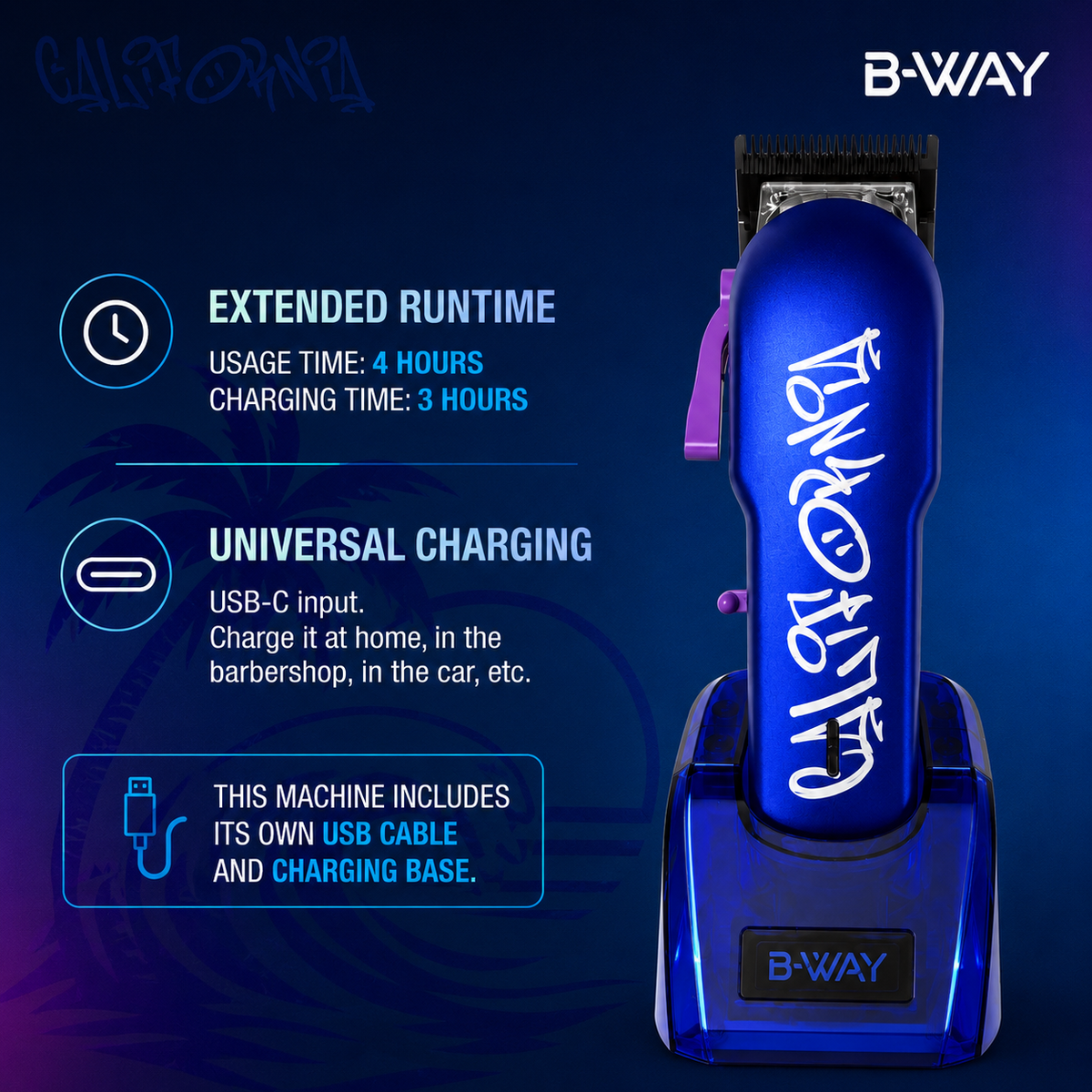 B-WAY NEW California Professional Clipper – 8,200 RPM Fusion DLC