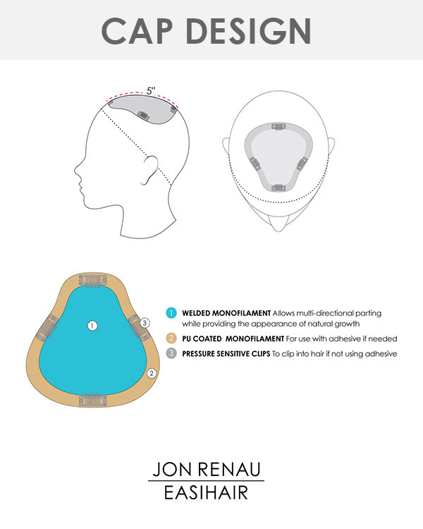 EasiPart HD XL 8 inch (Exclusive) | Monofilament Clip-in Crown Volumizer Topper by Jon Renau