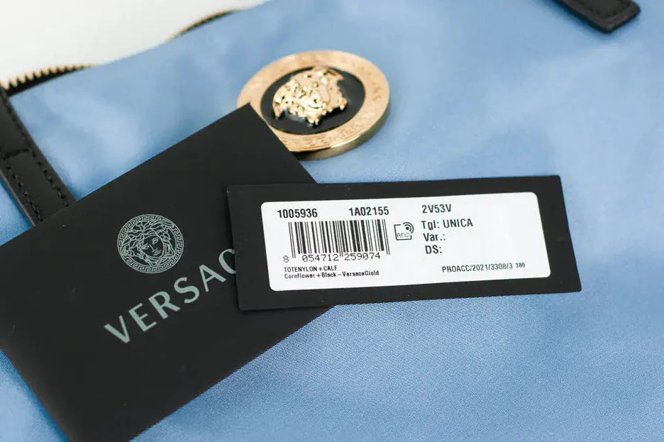 Style Loft Collection x Versace Portuna Medusa Medium Cornflower Blue Nylon Leather Tote