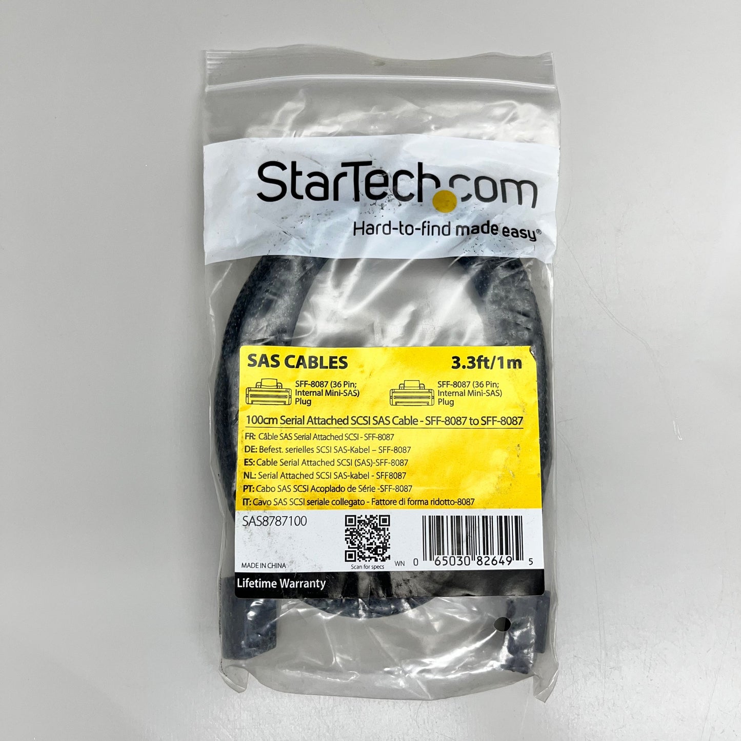 STARTECH.COM 100cm Serial Attached SCSI SAS Cable 3.3ft/1m Black SAS8787100