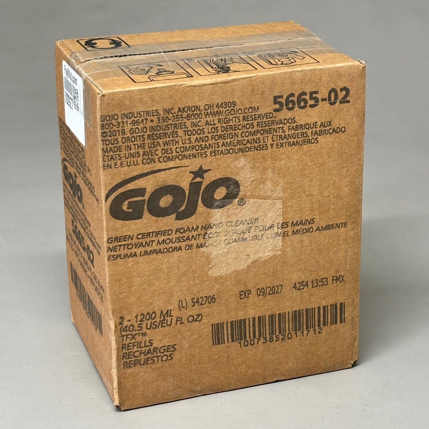 GOJO (2 PACK, 1200 ML EACH) Green Certified Foam Hand Cleaner Clear 5665-02