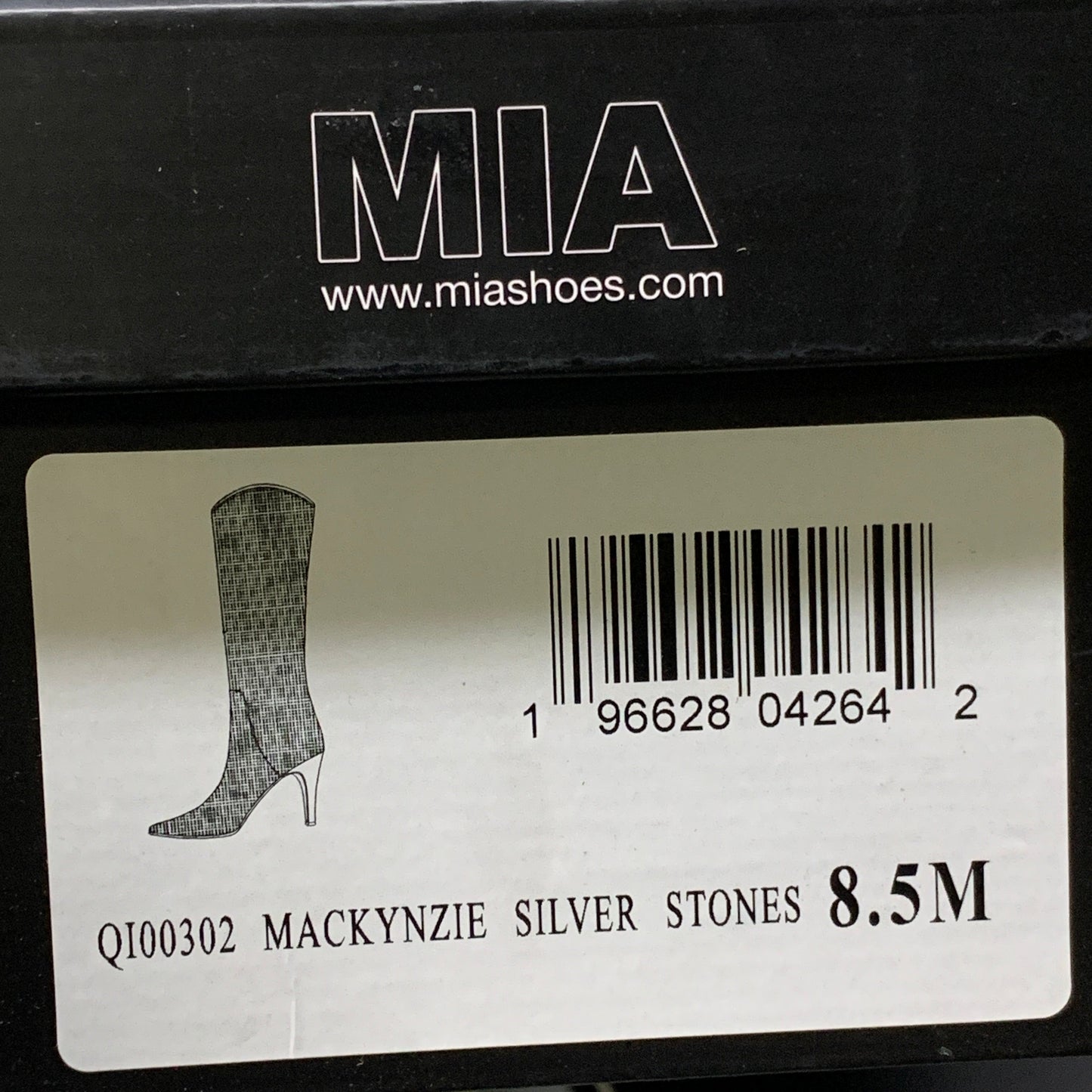 MIA Mackynzie Silver Stone Tall Heeled Boots Sz 8.5M Q100302